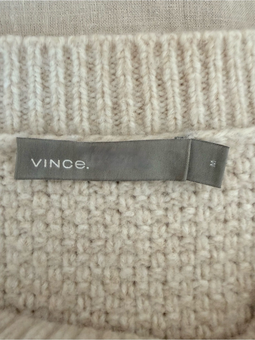 Vince Cropped Cable Knit Sweater | Wool Cashmere Blend | Ivory Chunky Knit - Picture 4 of 13